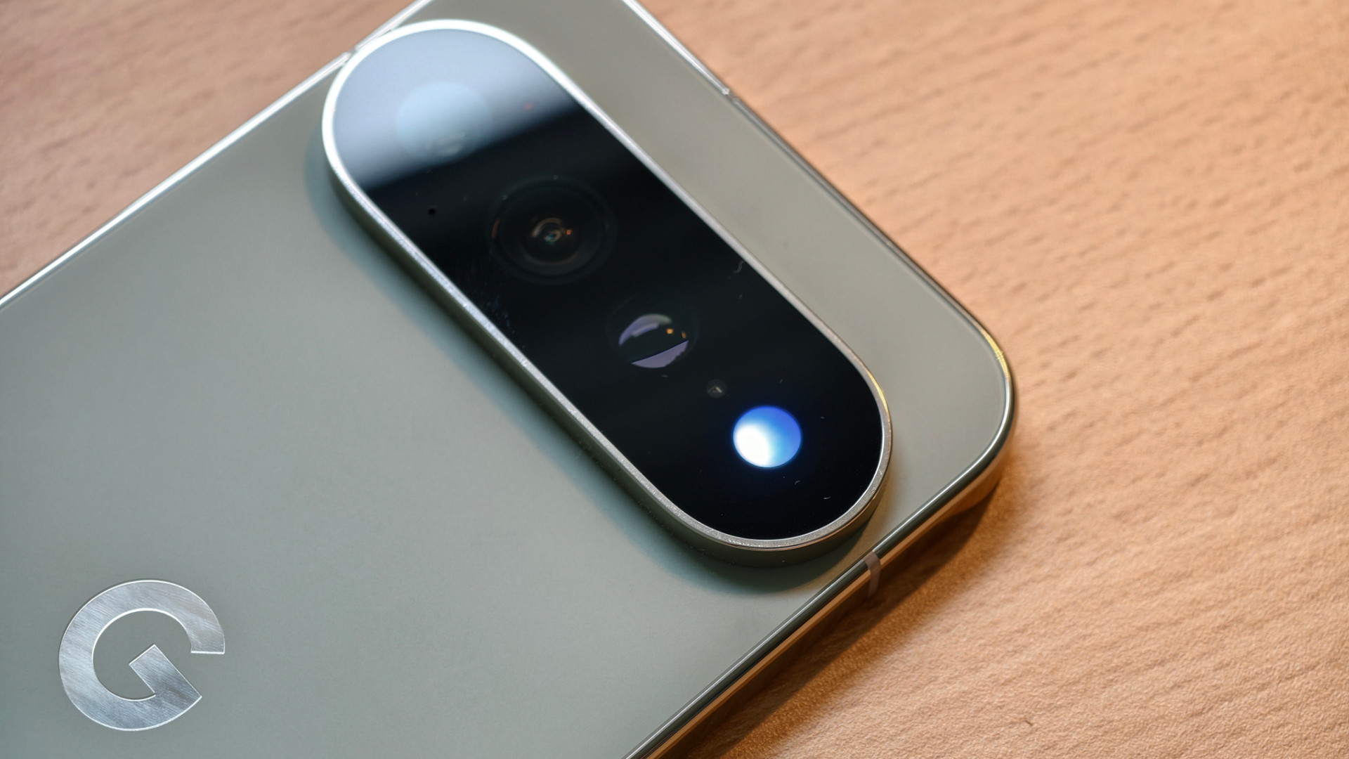 Google Pixel 11 Pro showing the HiLight notification light beneath the camera flash